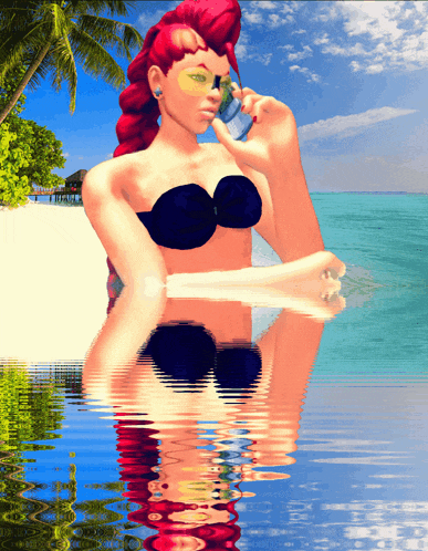 a woman in a bikini is standing in the water