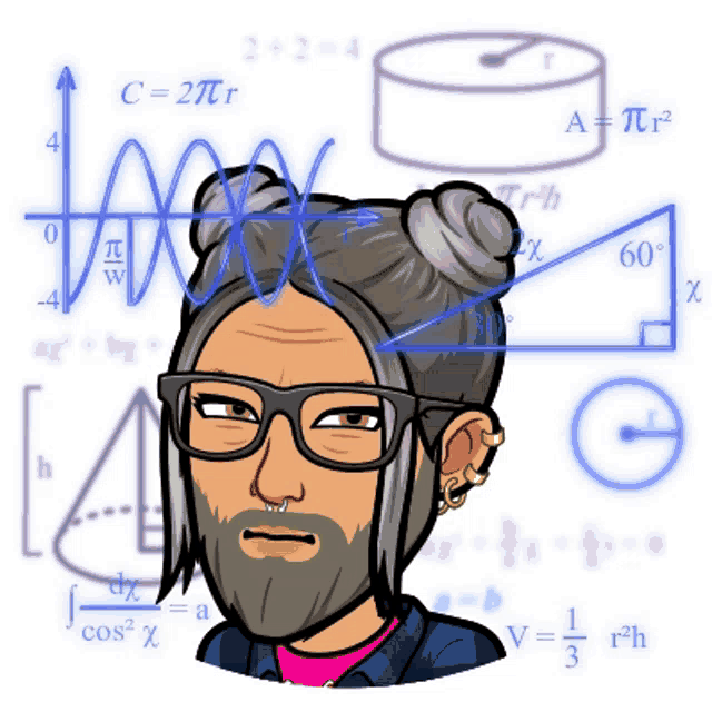 a cartoon drawing of a man with a beard and glasses