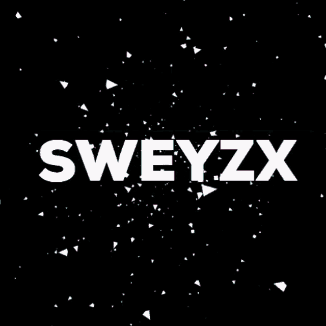 the word sweyzx is on a black background with triangles
