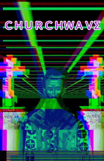 a churchwave poster with a statue of jesus