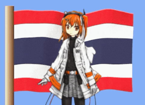 a girl with the number 08 on her jacket stands in front of a thailand flag