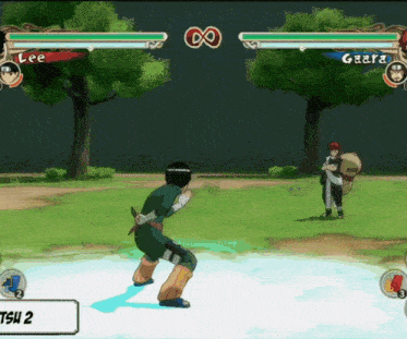 a video game with lee and gaara fighting