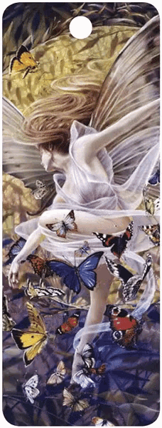 a painting of a woman surrounded by butterflies with the word butterfly on the bottom