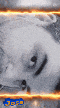 a close up of a person 's face with jose written on the bottom right