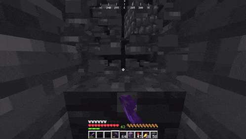 a screenshot of a minecraft game shows a purple item