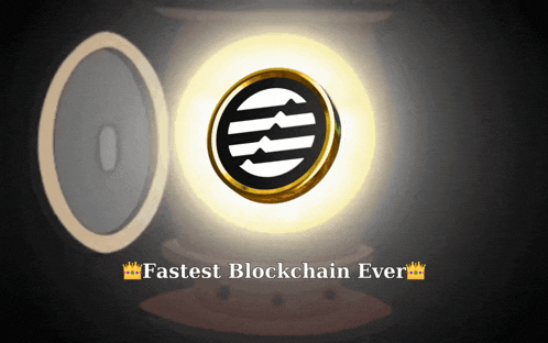 a picture of a coin with the words " fastest blockchain ever " below it