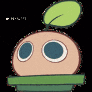 a pika art drawing of a plant with a green leaf