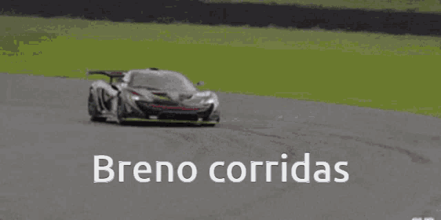 a black sports car with the words breno corridas written on the front