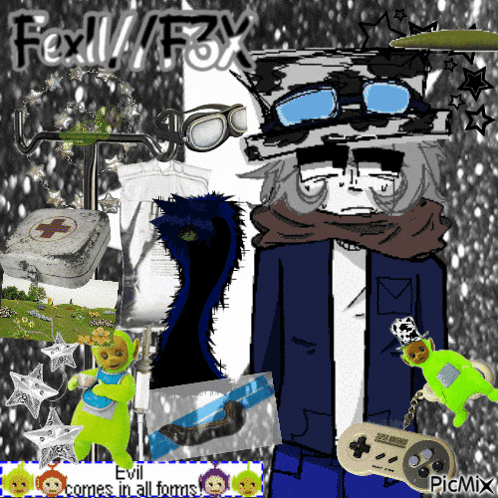 a fox / f3x poster with teletubbies on it