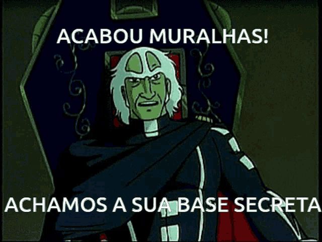 a cartoon character is pointing at the camera with the caption " acabou muralhas ! "