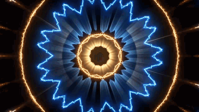 a kaleidoscope of lightning strikes in a circle