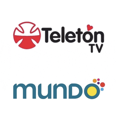 a logo for teleton tv next to another logo for mundo