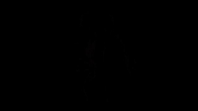 two women are standing next to each other on a black background and smiling .