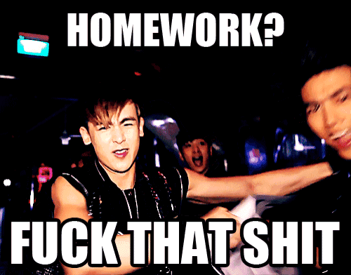 a man is holding a piece of paper that says homework on it