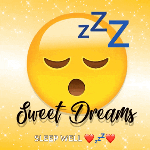 a sleepy smiley face with the words sweet dreams sleep well