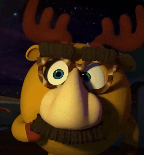 a cartoon character with antlers and a mustache