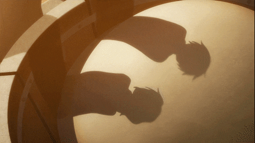 a person 's shadow is cast on a table