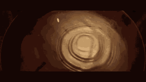 a close up of a bowl of water with a swirl in it .