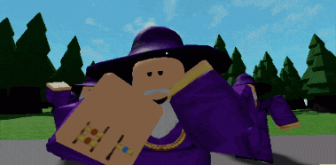 a cartoon character in a purple robe is holding a piece of paper