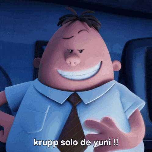 a cartoon character with the words krupp solo de yuni written above him