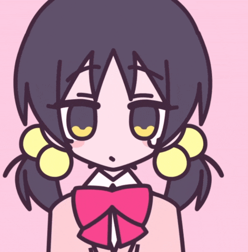 a drawing of a girl with a pink bow