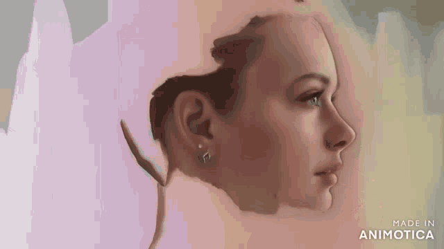 a painting of a woman 's face is made in animatica