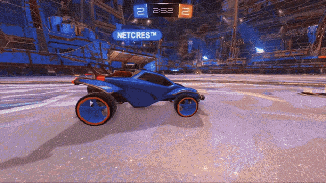 a rocket league game is being played and the score is 2:52