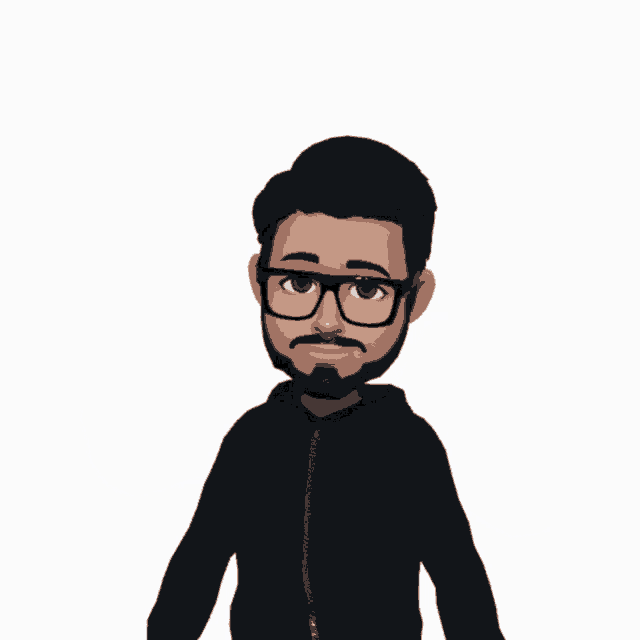 a cartoon of a man with glasses and a beard making a peace sign