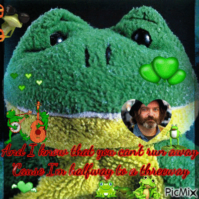 a picture of a stuffed frog with the words and i know that you can t run away