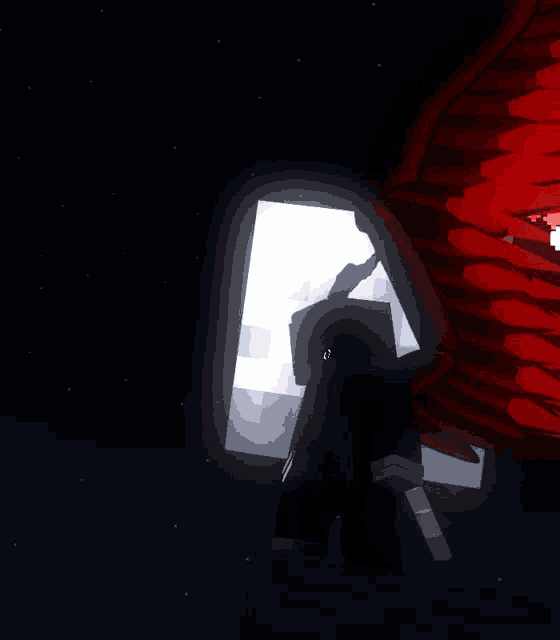 a computer generated image of a person with red wings and horns