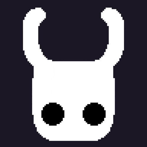 a pixel art of the hollow knight 's head with horns