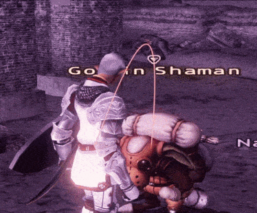 a video game character named goin shaman is standing next to a knight