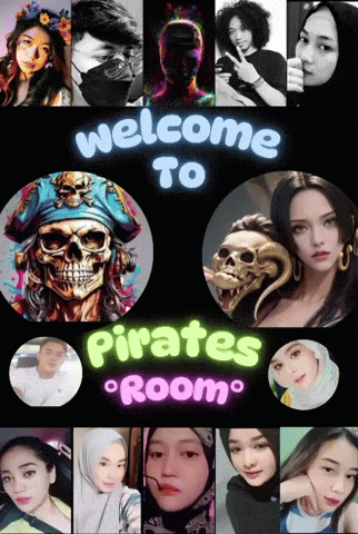 a poster that says welcome to pirates room with a skull on it