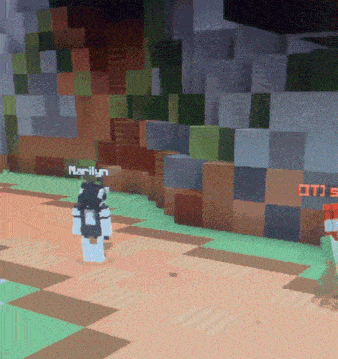marilyn is standing in a minecraft game