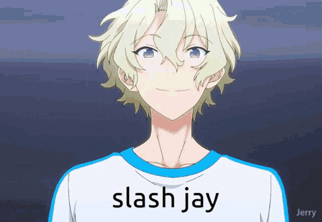 a cartoon character is wearing a shirt that says slash jay on it