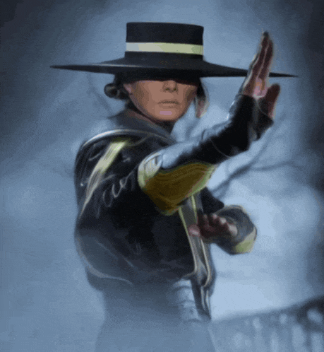 a man wearing a black hat with a yellow stripe on the bottom
