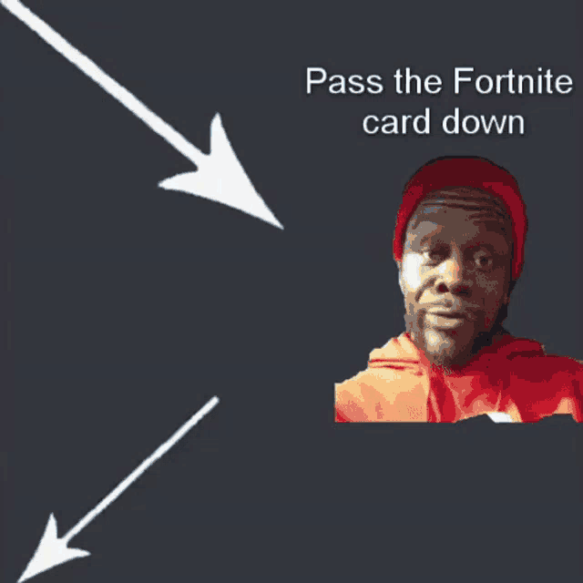 a man is standing next to a fortnite card