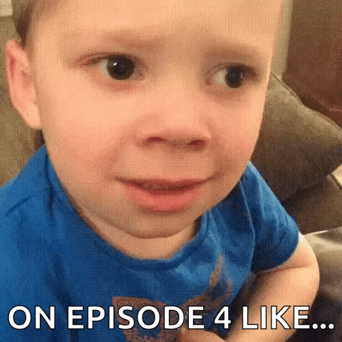 a baby is crying and making a funny face with the words `` on episode 4 like ... '' .