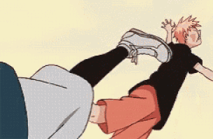a cartoon of a man kicking another man in the butt