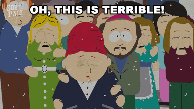 a south park cartoon with a group of people