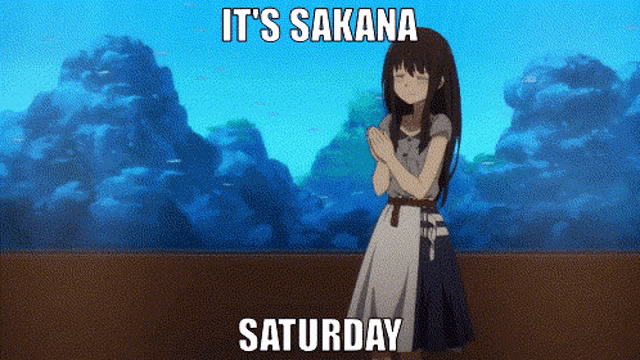 a picture of a girl with the words it 's sakana saturday below her