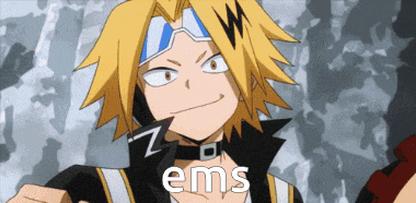 a yellow haired anime character with the word ems on the bottom