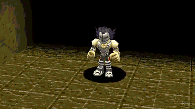 a video game character is wearing a mask and has the word attack on the bottom right
