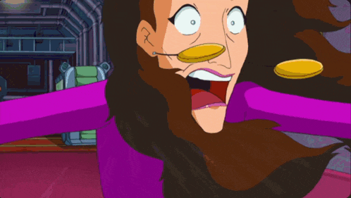 a cartoon drawing of a woman with a coin in her mouth