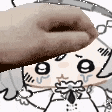 a person is holding a donut over a cartoon character .
