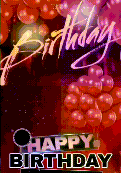 a birthday card with red balloons and the words happy birthday on it