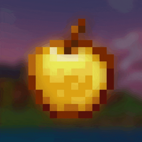 a pixel art image of a golden apple