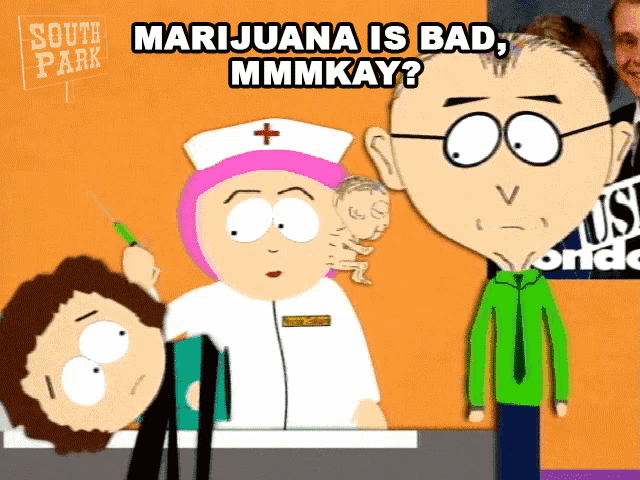 a south park cartoon shows a nurse giving a man an injection