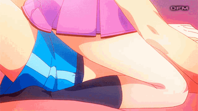 a close up of a person 's legs with dfm written on the bottom right