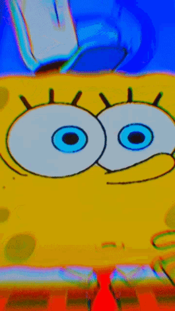 a close up of a spongebob squarepants face